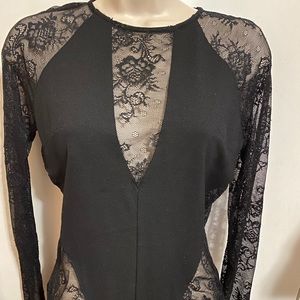 New Black Bebe Lace Bodysuit M